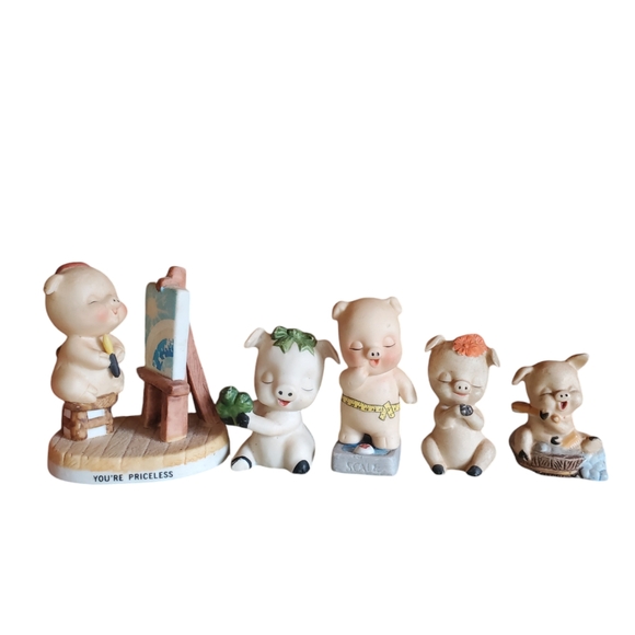 Lot of 5 vintage pig figurines - Picture 1 of 5